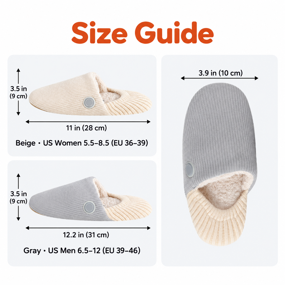 Heated Slippers with 3 Heat Settings